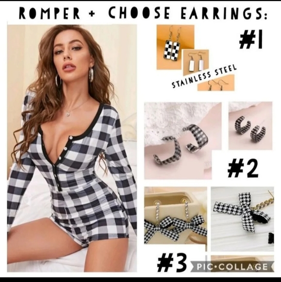 LARGE or Xtra large romper + your choice of matching earrings! - Picture 4 of 15